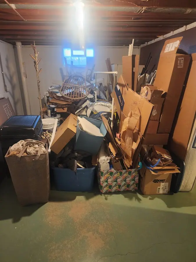 Roll-off dumpster container at job site for 4 Yard Dumpster Rental in Haddonfield